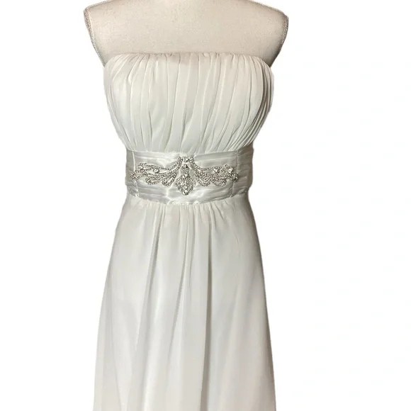 sachin and babi light blue dress Princess Strapless White Chiffon Sweep Train Wedding Dress With Crystals  And Sequins